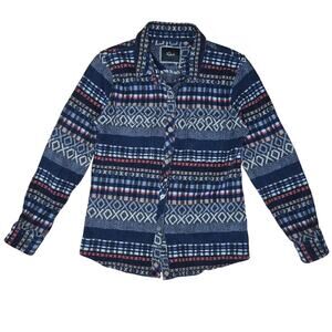 Rails Womens Woven Textured Button-Up Shirt M Aztec Boho Southwestern Cowgirl